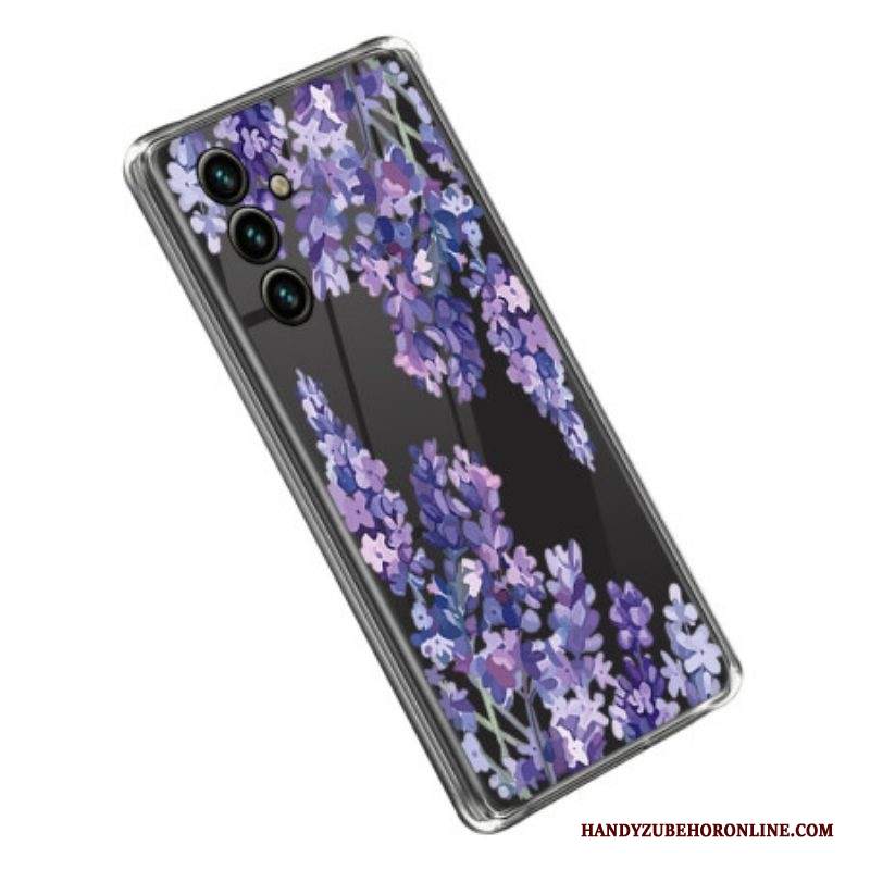 Cover Samsung Galaxy A14 / A14 5G Fiori Viola Senza Soluzione Di Continuità