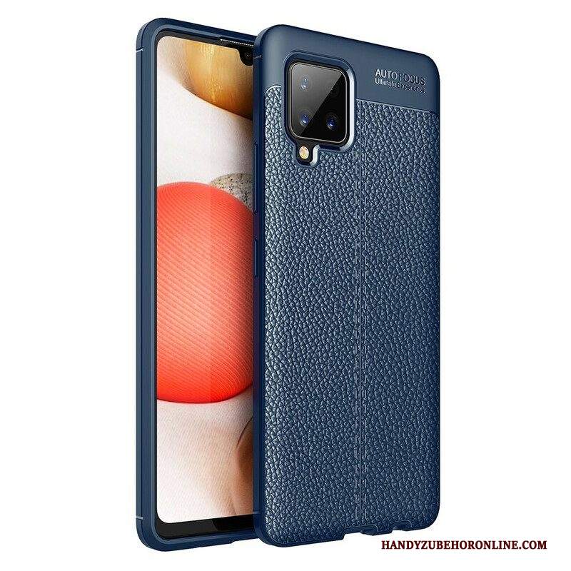 Cover Samsung Galaxy A42 5G Doppia Linea Litchi Effetto Pelle