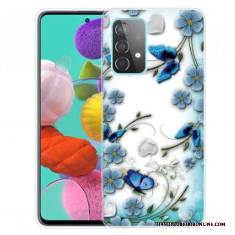 Cover Samsung Galaxy A52 4G / A52 5G / A52s 5G Farfalle E Fiori Retrò