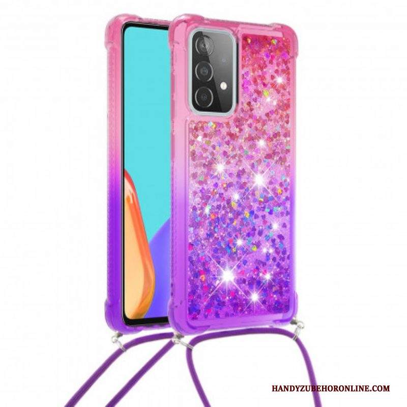 Cover Samsung Galaxy A52 4G / A52 5G / A52s 5G Paillettes E Cordoncino In Silicone