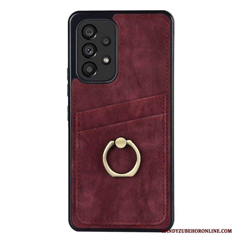 Cover Samsung Galaxy A53 5G Staffa Ad Anello Vintage E Portacarte