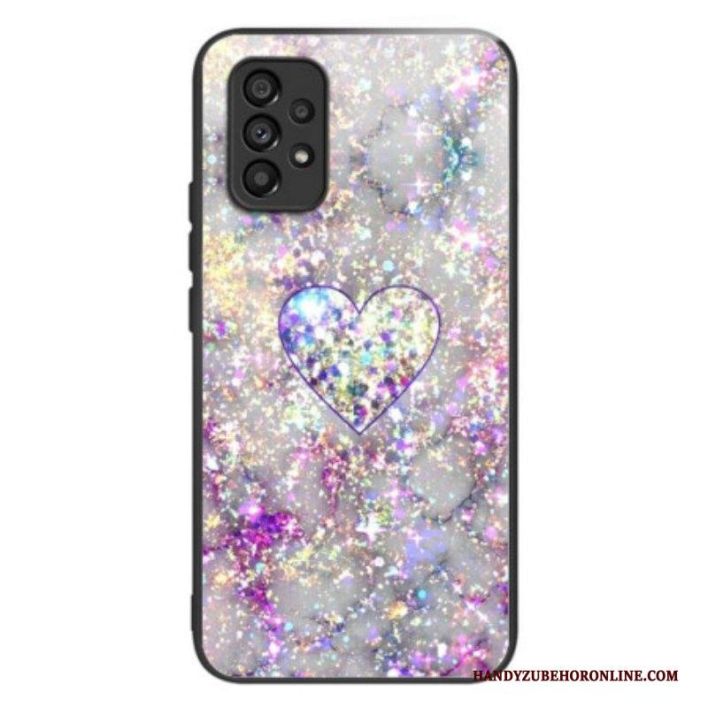 Cover Samsung Galaxy A53 5G Vetro Temperato A Forma Di Cuore Glitterato