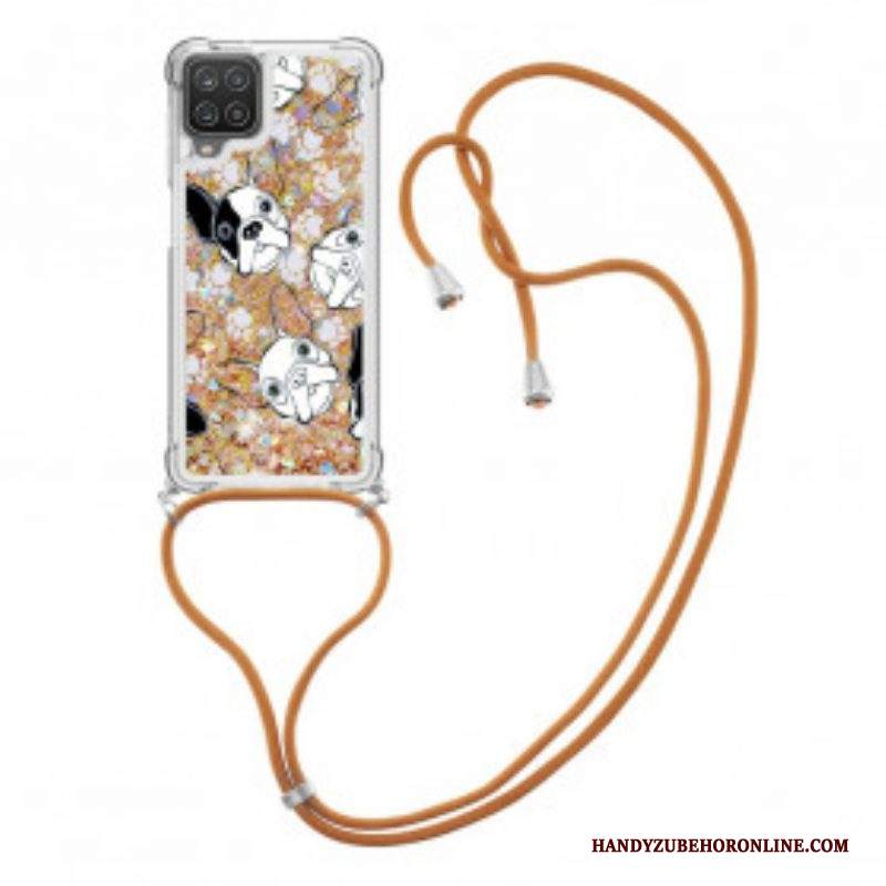 Cover Samsung Galaxy M12 / A12 Cani Con Coulisse Di Paillettes