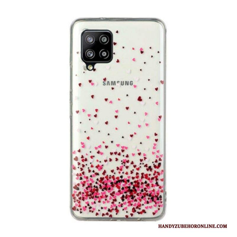 Cover Samsung Galaxy M12 / A12 Cuori Rossi Multipli Senza Soluzione Di Continuità