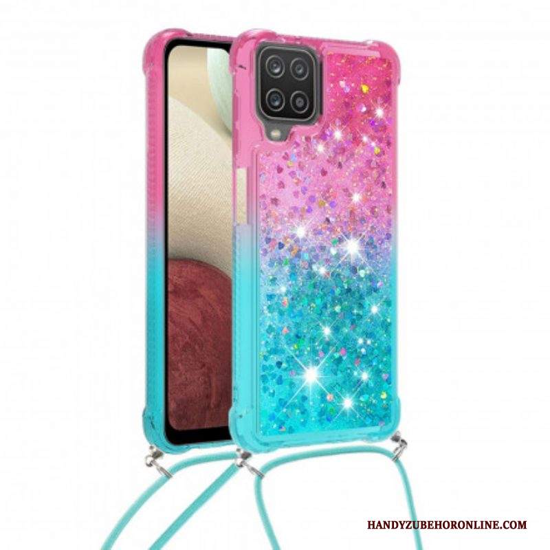 Cover Samsung Galaxy M12 / A12 Paillettes E Cordoncino In Silicone