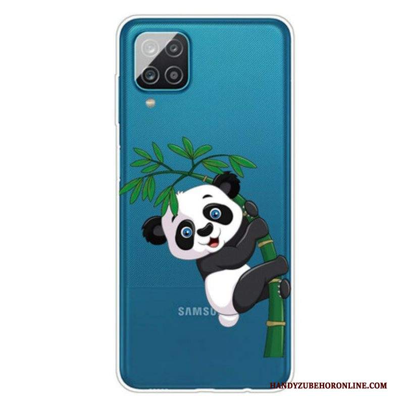 Cover Samsung Galaxy M12 / A12 Panda Senza Soluzione Di Continuità Su Bambù