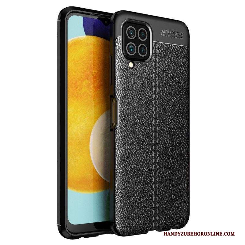 Cover Samsung Galaxy M32 Doppia Linea Litchi Effetto Pelle