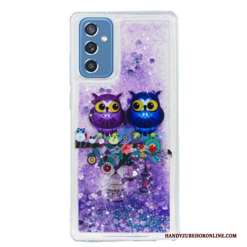 Cover Samsung Galaxy M52 5G Coppia Di Gufi Viola