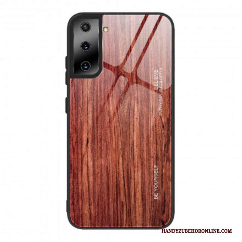 Cover Samsung Galaxy S21 5G Design In Legno Vetro Temperato