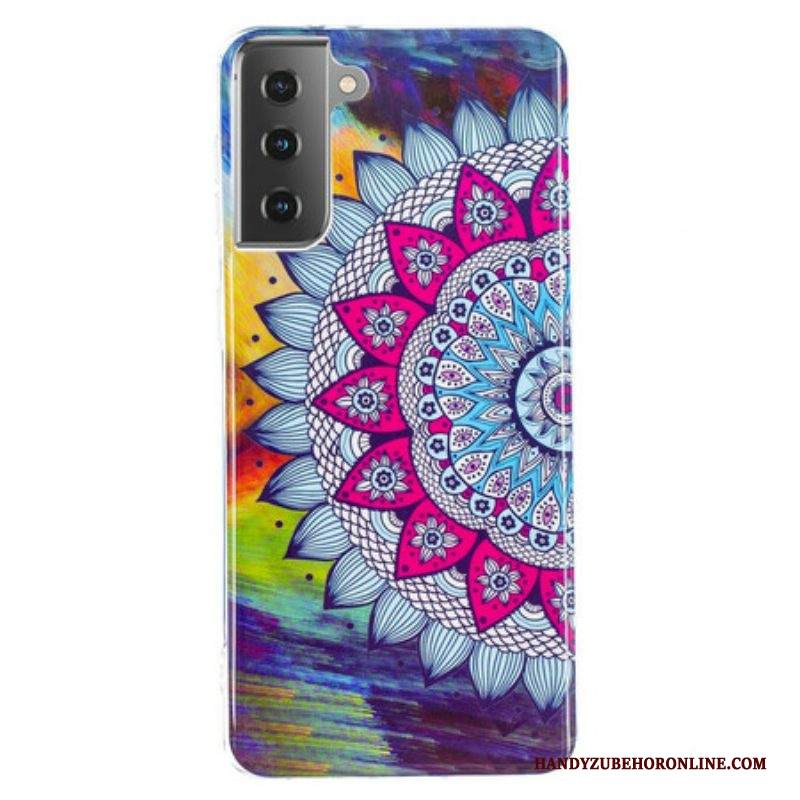 Cover Samsung Galaxy S21 5G Mandala Colorato Fluorescente