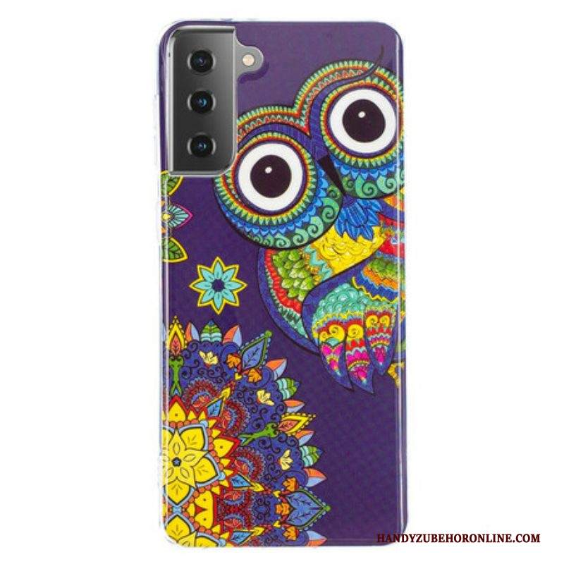 Cover Samsung Galaxy S21 5G Mandala Gufo Fluorescente