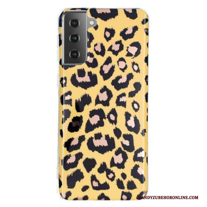 Cover Samsung Galaxy S21 5G Marmo Stile Leopardo