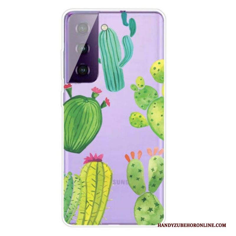 Cover Samsung Galaxy S21 FE Cactus Dell'acquerello