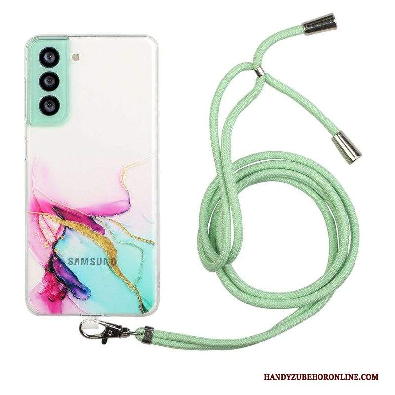 Cover Samsung Galaxy S21 FE Con Cordone Di Marmo