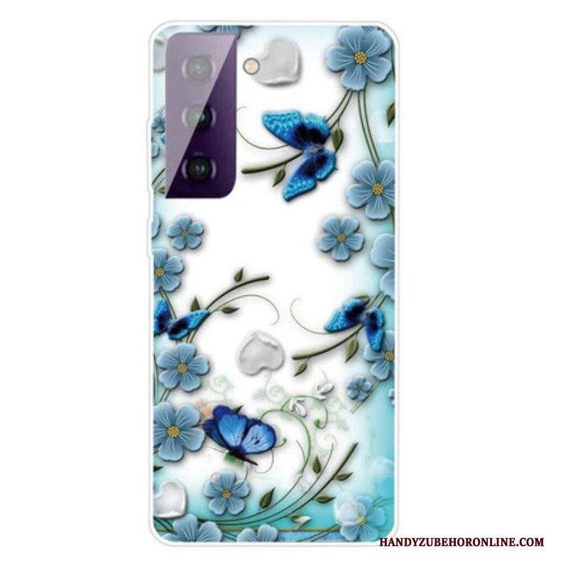 Cover Samsung Galaxy S21 FE Farfalle E Fiori Retrò