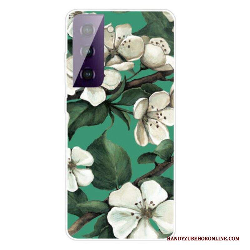 Cover Samsung Galaxy S21 FE Fiori Bianchi Dipinti