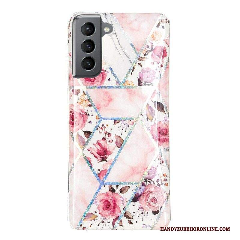 Cover Samsung Galaxy S21 FE Fiori Marmorizzati