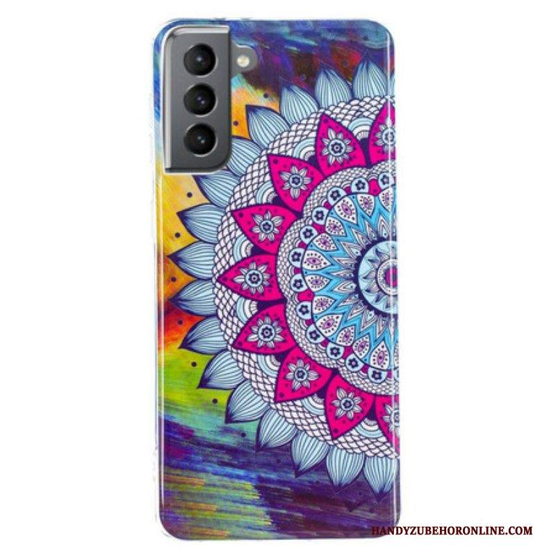 Cover Samsung Galaxy S21 FE Mandala Colorato Fluorescente