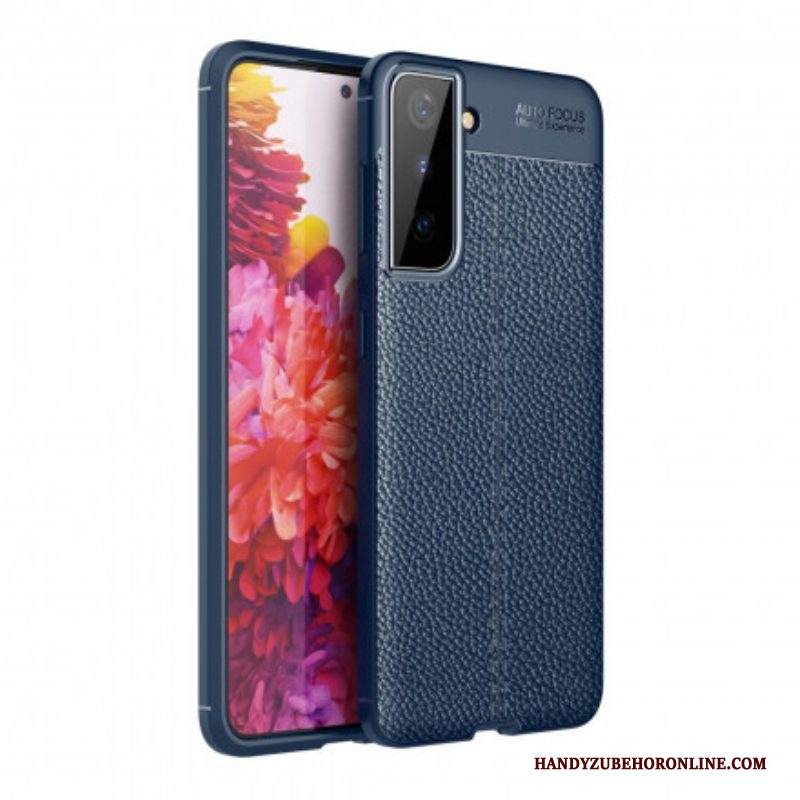 Cover Samsung Galaxy S21 Plus 5G Doppia Linea Litchi Effetto Pelle