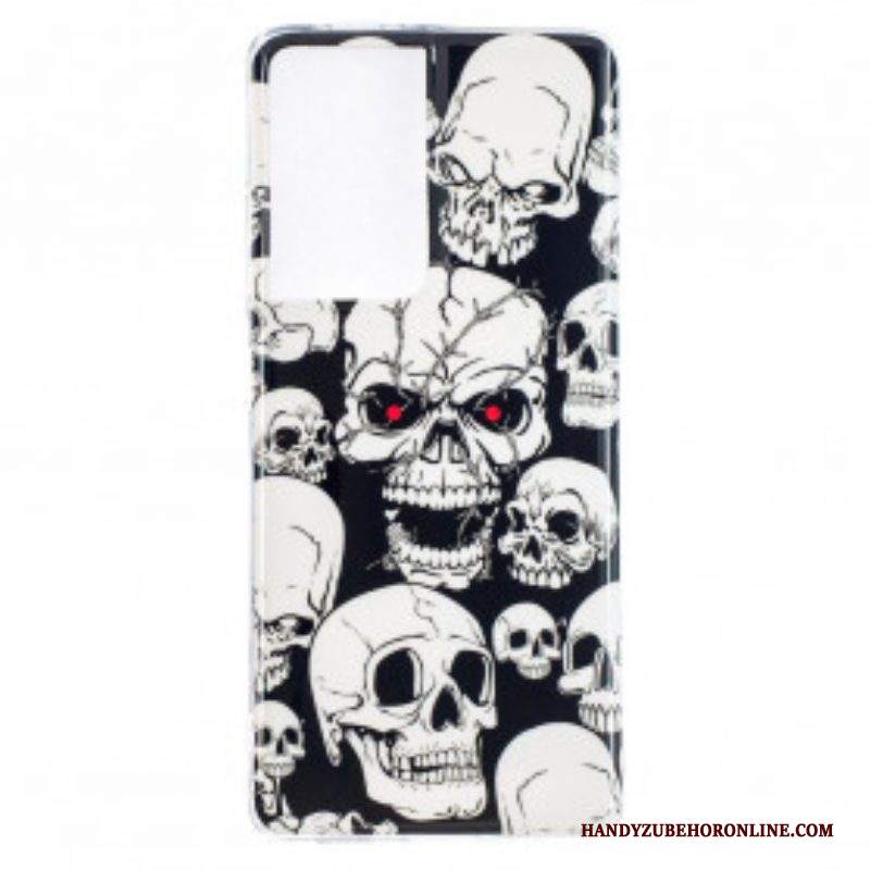 Cover Samsung Galaxy S21 Ultra 5G Attenzione Teschi Fluorescenti