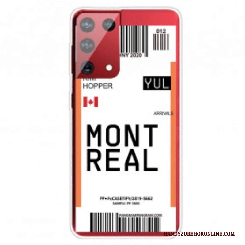 Cover Samsung Galaxy S21 Ultra 5G Carta D'imbarco Per Montreal