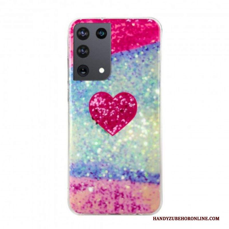 Cover Samsung Galaxy S21 Ultra 5G Cuore Di Marmo Glitterato