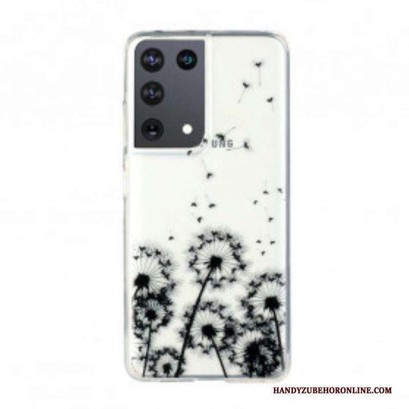 Cover Samsung Galaxy S21 Ultra 5G Denti Di Leone Neri Senza Cuciture