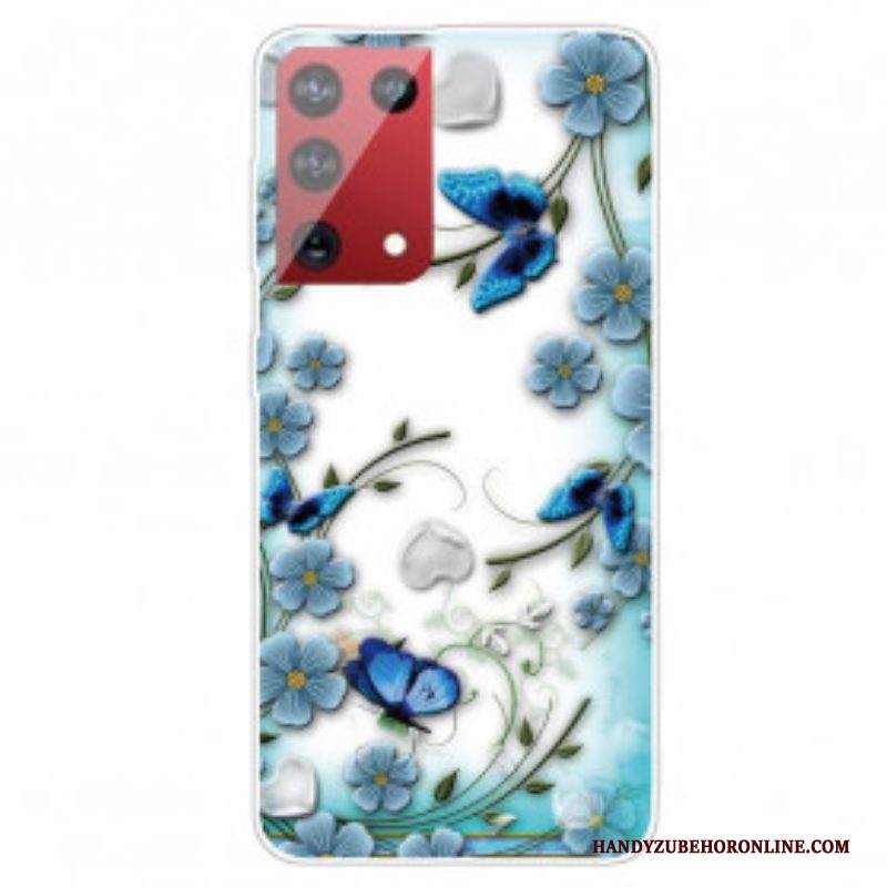 Cover Samsung Galaxy S21 Ultra 5G Farfalle E Fiori Retrò