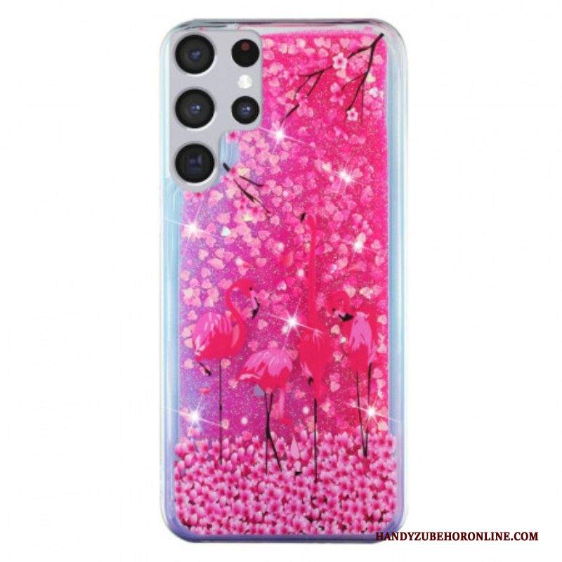 Cover Samsung Galaxy S21 Ultra 5G Paillettes Fenicottero