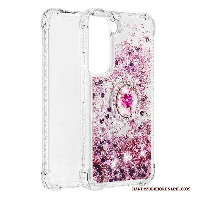 Cover Samsung Galaxy S22 5G Paillettes Con Supporto Ad Anello