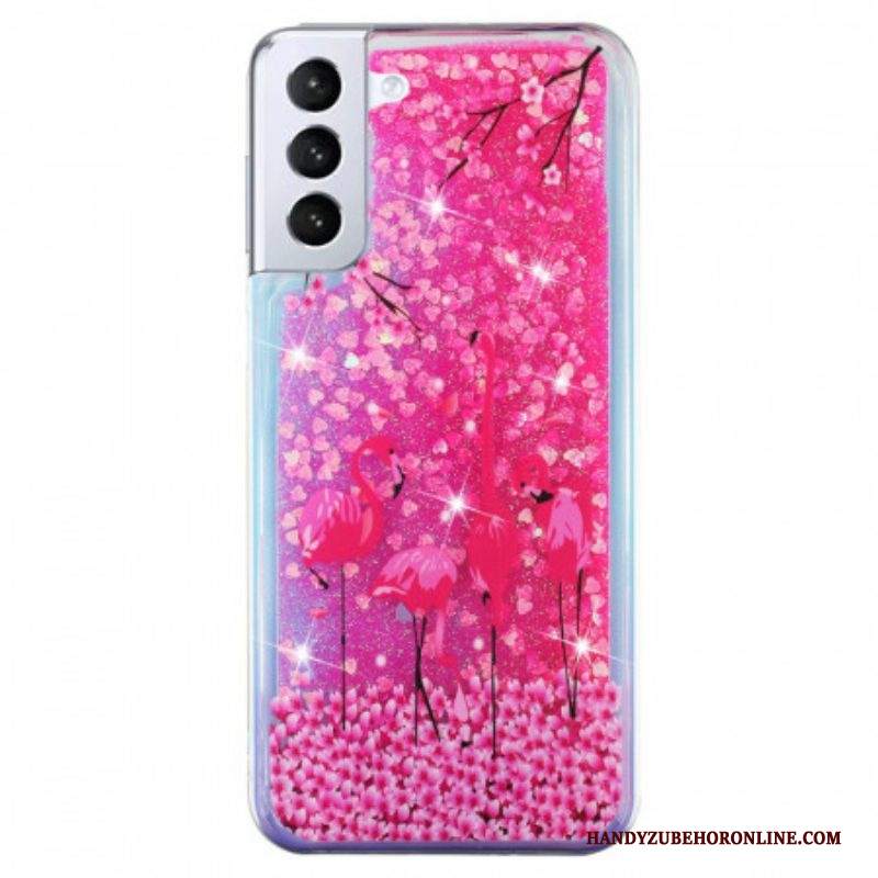 Cover Samsung Galaxy S22 5G Paillettes Fenicottero