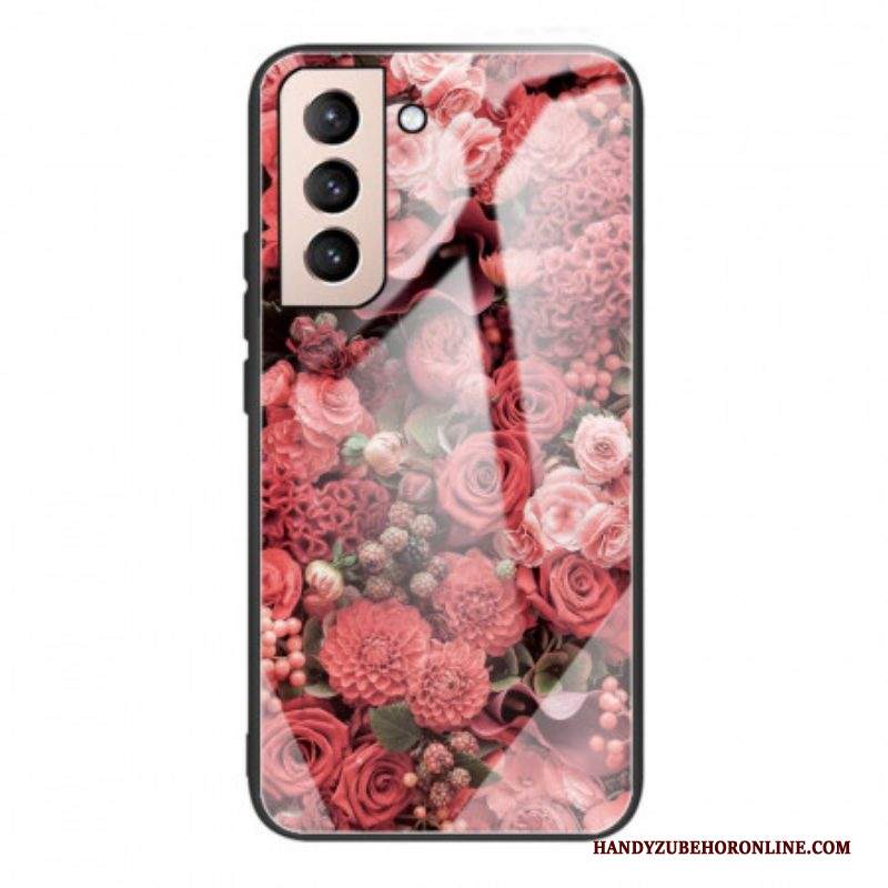 Cover Samsung Galaxy S22 5G Vetro Temperato Rose Flowers