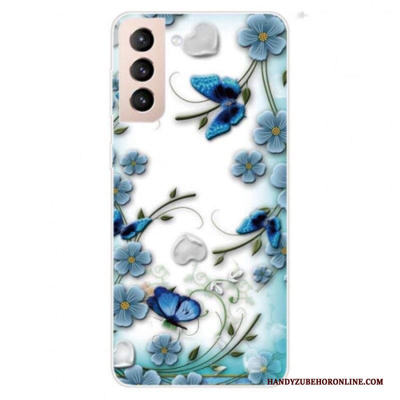 Cover Samsung Galaxy S22 Plus 5G Farfalle E Fiori Retrò