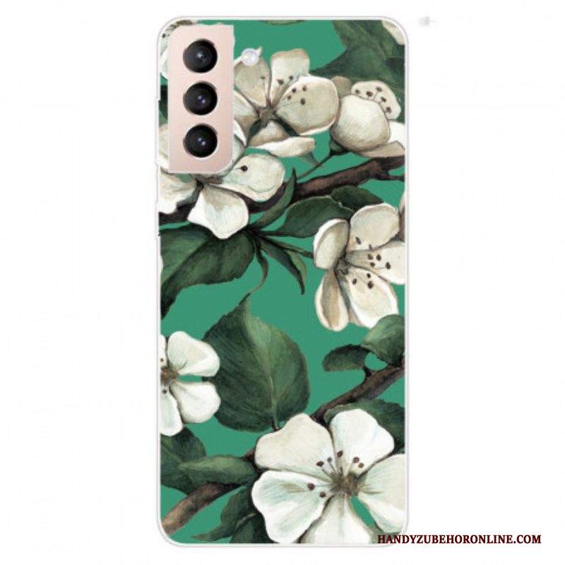 Cover Samsung Galaxy S22 Plus 5G Fiori Bianchi Dipinti