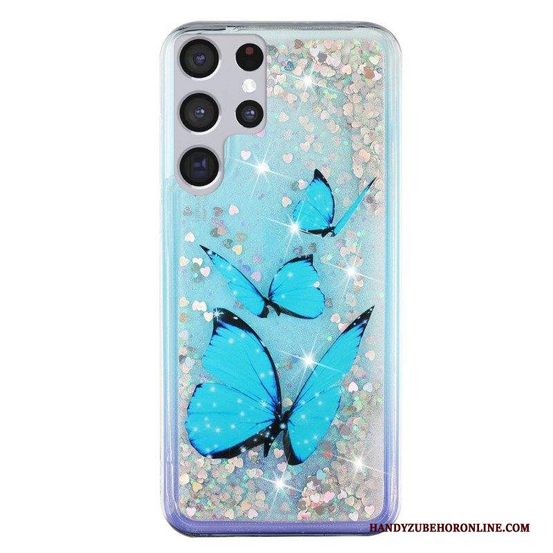 Cover Samsung Galaxy S22 Ultra 5G Farfalle Di Paillettes