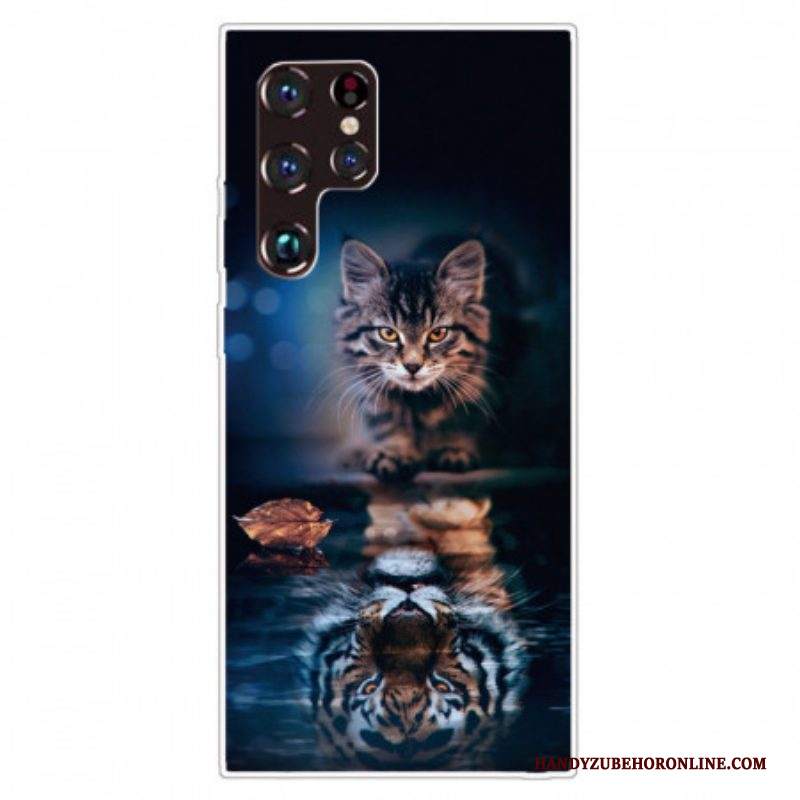 Cover Samsung Galaxy S22 Ultra 5G Riflessione Del Gatto