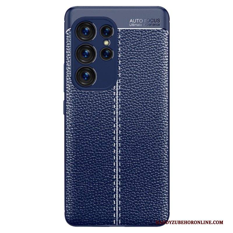 Cover Samsung Galaxy S23 Ultra 5G Doppia Linea Litchi Effetto Pelle