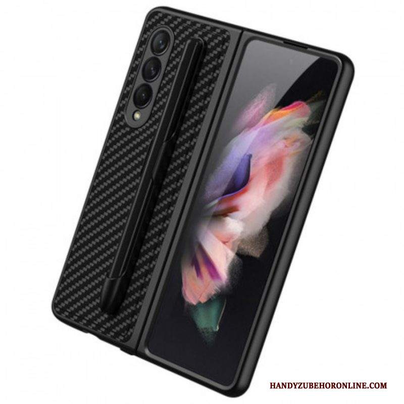 Cover Samsung Galaxy Z Fold 3 5G Porta Stilo In Fibra Di Carbonio Gkk