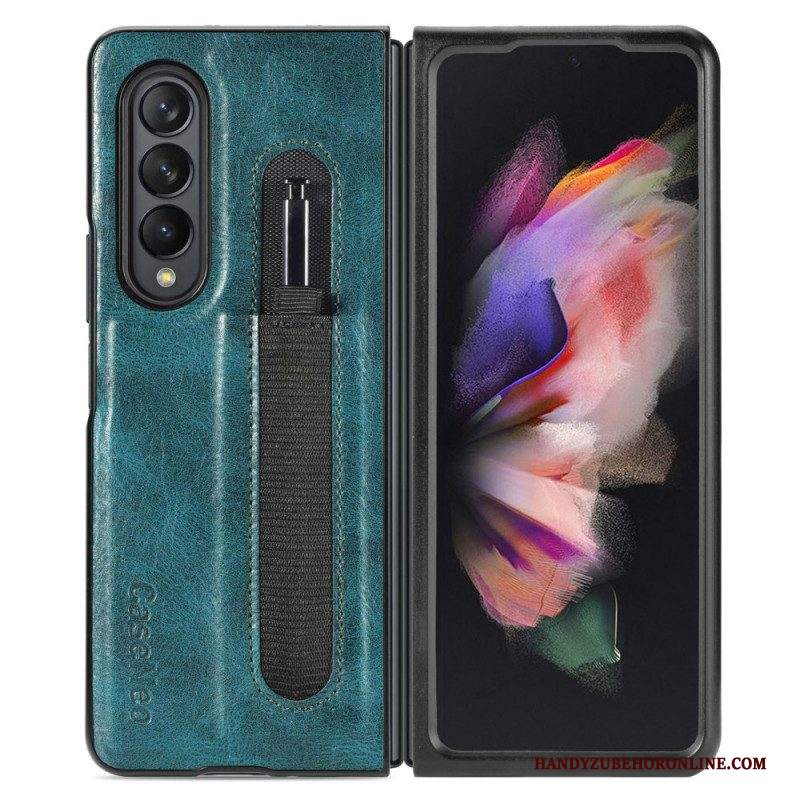 Cover Samsung Galaxy Z Fold 3 5G Porta Stilo In Pelle Stile Caseneo