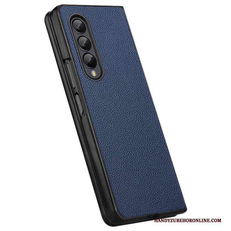 Cover Samsung Galaxy Z Fold 4 Litchi In Vera Pelle