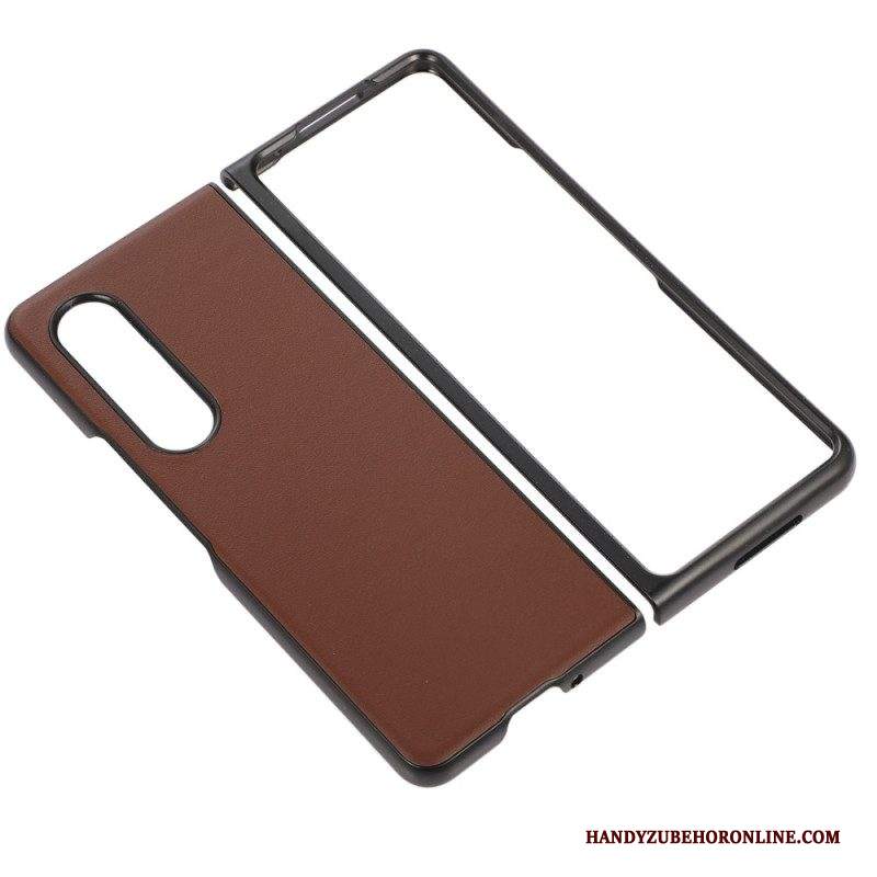 Cover Samsung Galaxy Z Fold 4 Rivestito In Vera Pelle Classica