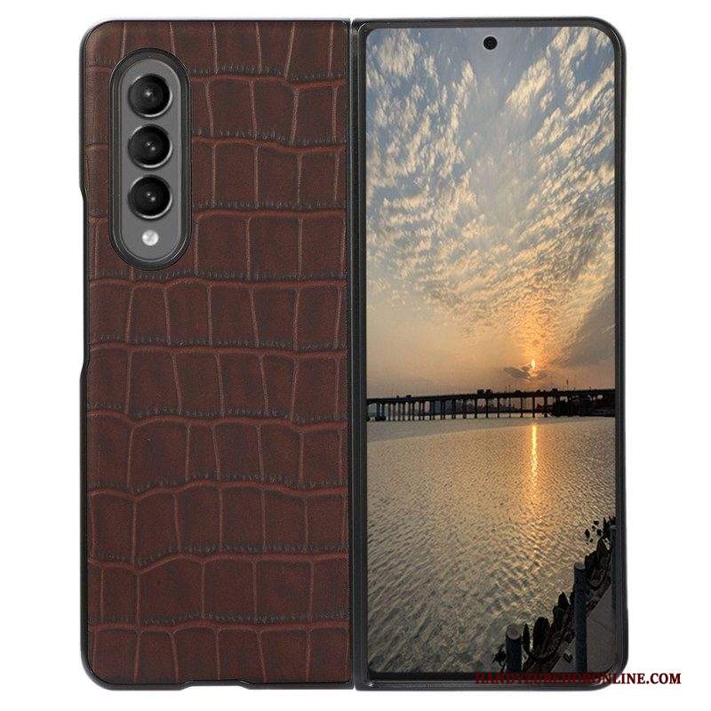 Cover Samsung Galaxy Z Fold 4 Vera Pelle Di Coccodrillo