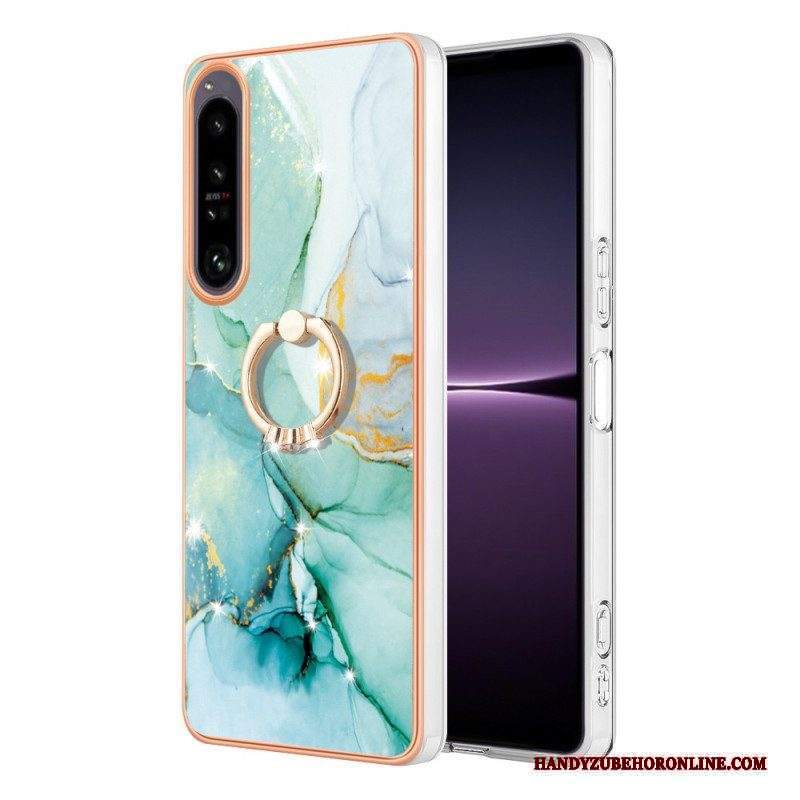 Cover Sony Xperia 1 IV Marmo Con Supporto Ad Anello