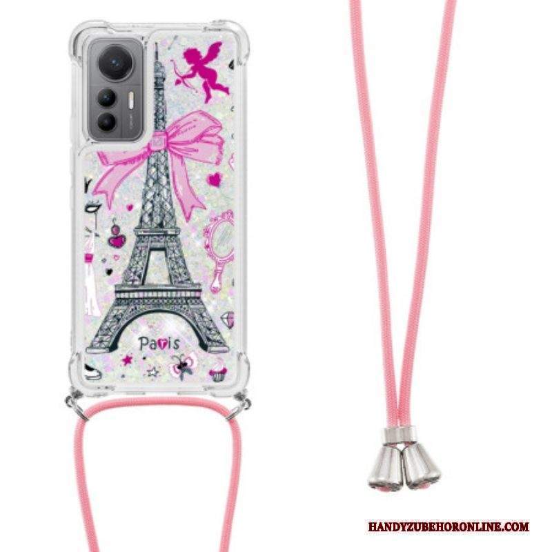 Cover Xiaomi 12 Lite Coulisse Glitterata Torre Eiffel