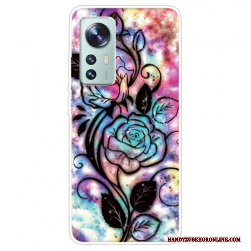 Cover Xiaomi 12 Pro Silicone Floreale Grafico