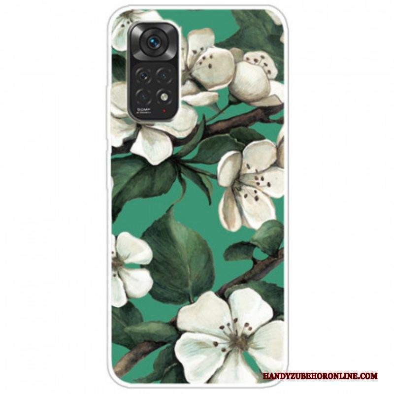 Cover Xiaomi Redmi Note 11 / 11S Fiori Bianchi Dipinti