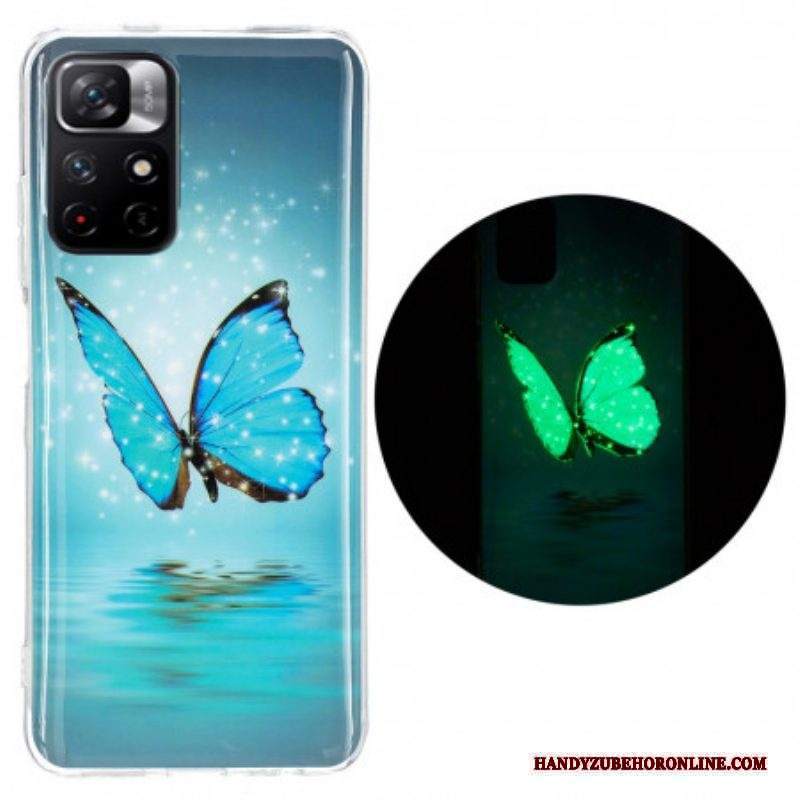 Cover Xiaomi Redmi Note 11 Pro Plus 5G Farfalla Blu Fluorescente