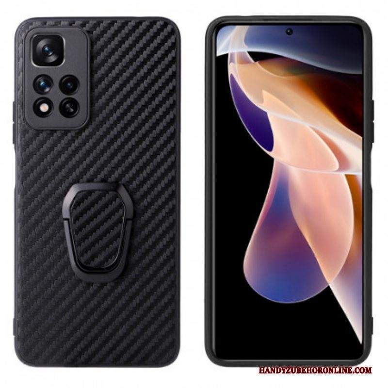 Cover Xiaomi Redmi Note 11 Pro Plus 5G Supporto Anello In Fibra Di Carbonio