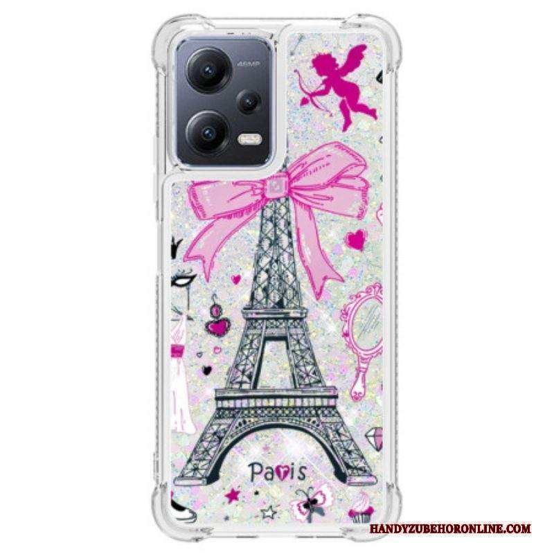 Cover Xiaomi Redmi Note 12 5G Paillettes Torre Eiffel