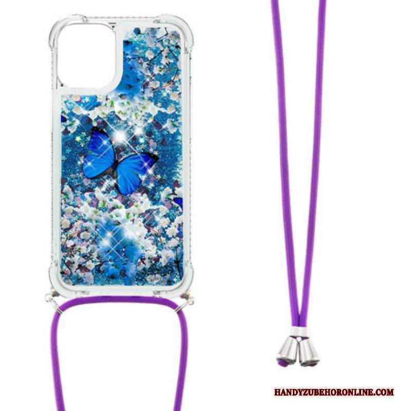 Cover iPhone 13 Mini Farfalle Di Paillettes Con Coulisse